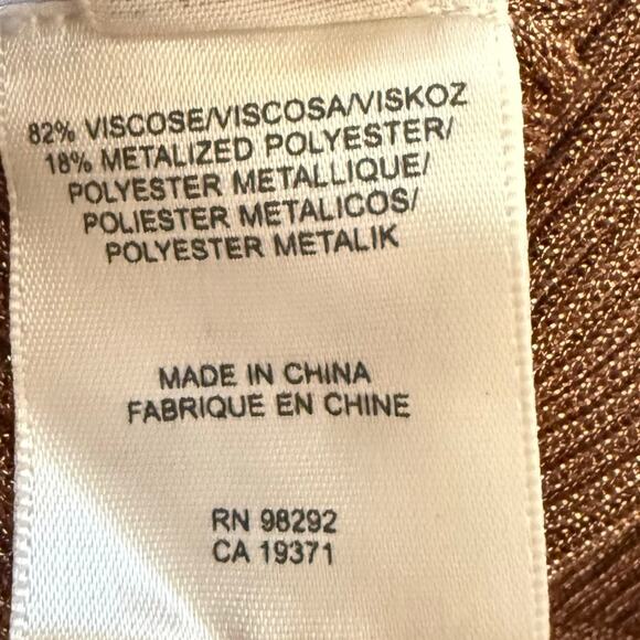 Tibi crew neck midi brown short sleeved ribbed knit sweater dress medium - Picture 8 of 9